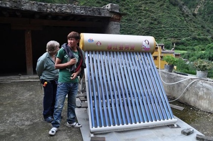 A solar collector to heat water. 