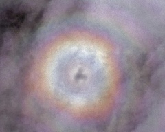 Rainbow sphere seen from the small "Airvan" plane. This optic manifestation is known in Tibet as a "thigle", the closest look alike nature offers for the human aura
