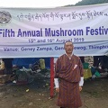 Banner of the Genekha Muhsroom festival with Dawa Penjor of the National Mushroom Center