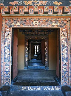 Door Hallway in Trongsa Dzong / castle